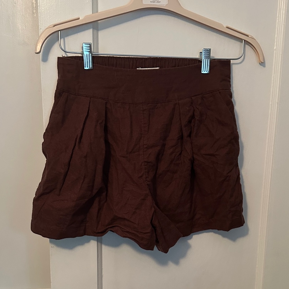 Abercrombie & Fitch Women's High-Waist Brown Elastic Shorts